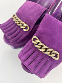 Suede Slingback Platform Sandals Purple Size 37.5