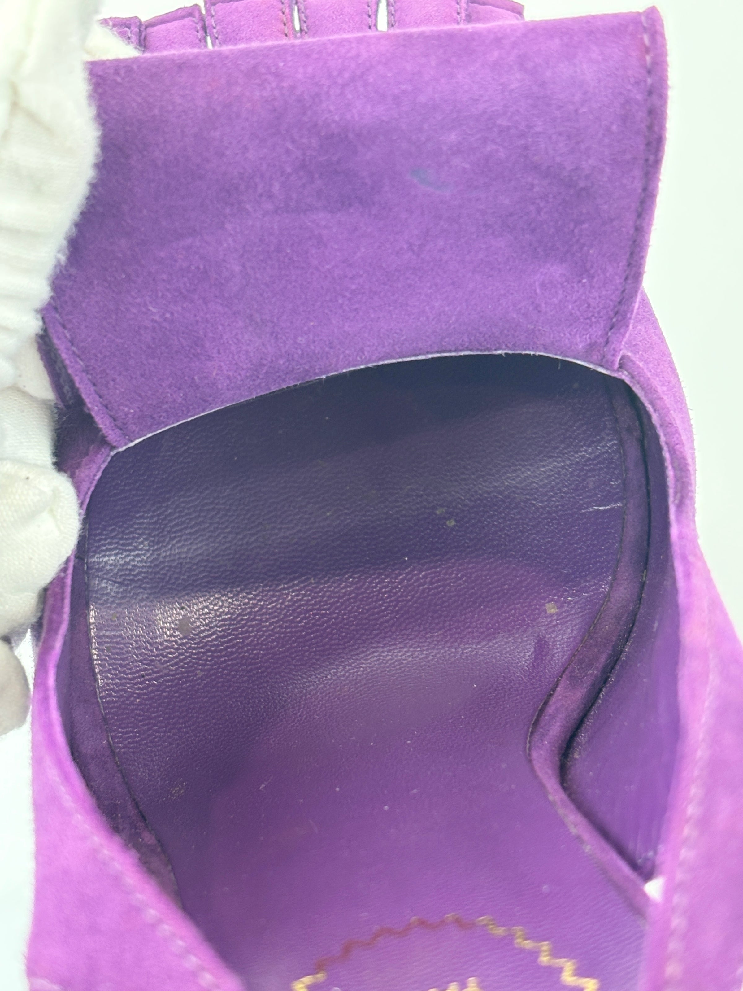 Suede Slingback Platform Sandals Purple Size 37.5