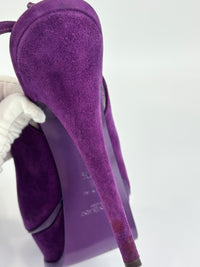 Suede Slingback Platform Sandals Purple Size 37.5