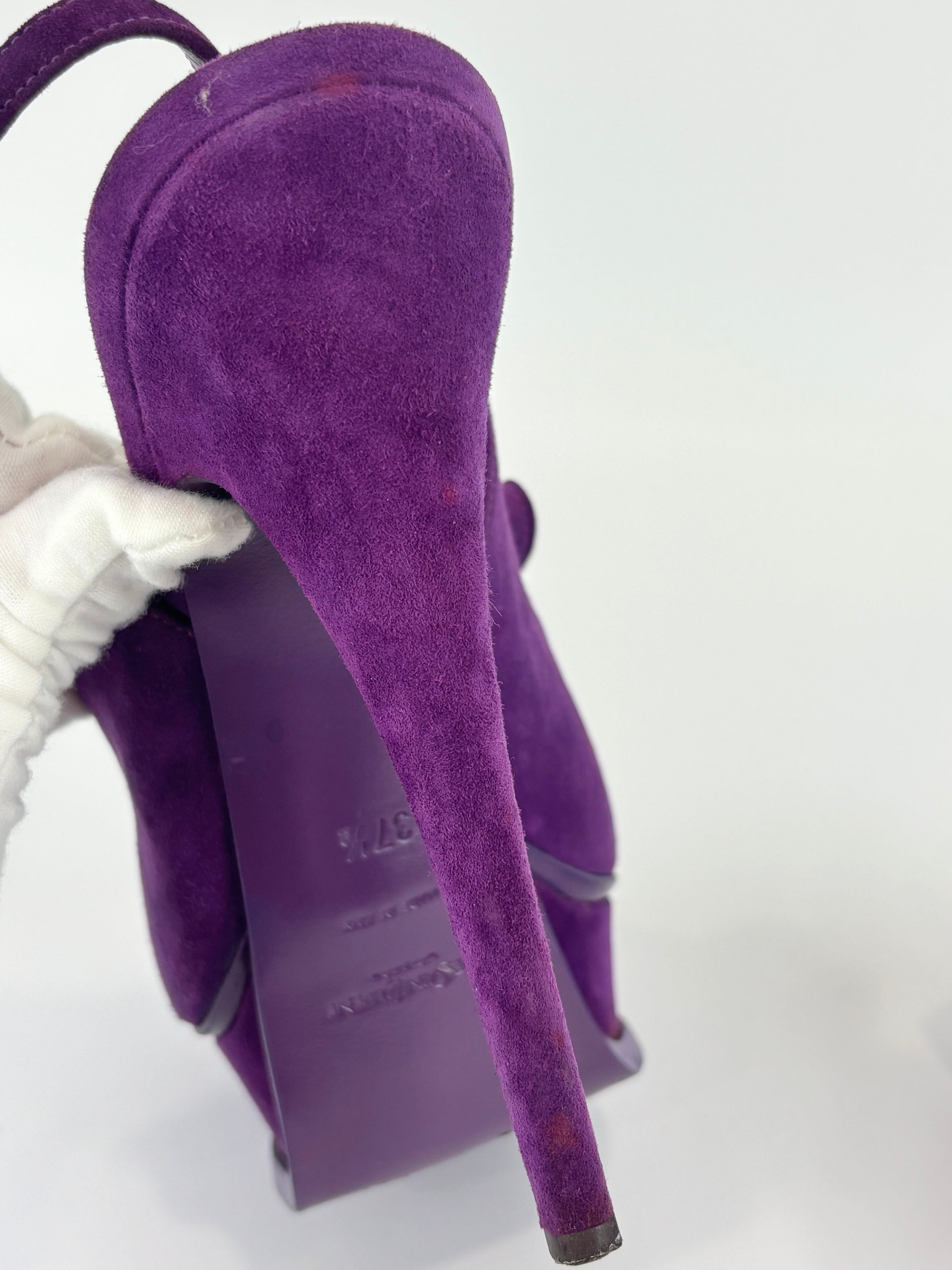 Suede Slingback Platform Sandals Purple Size 37.5