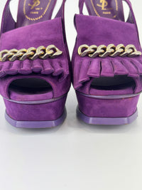 Suede Slingback Platform Sandals Purple Size 37.5
