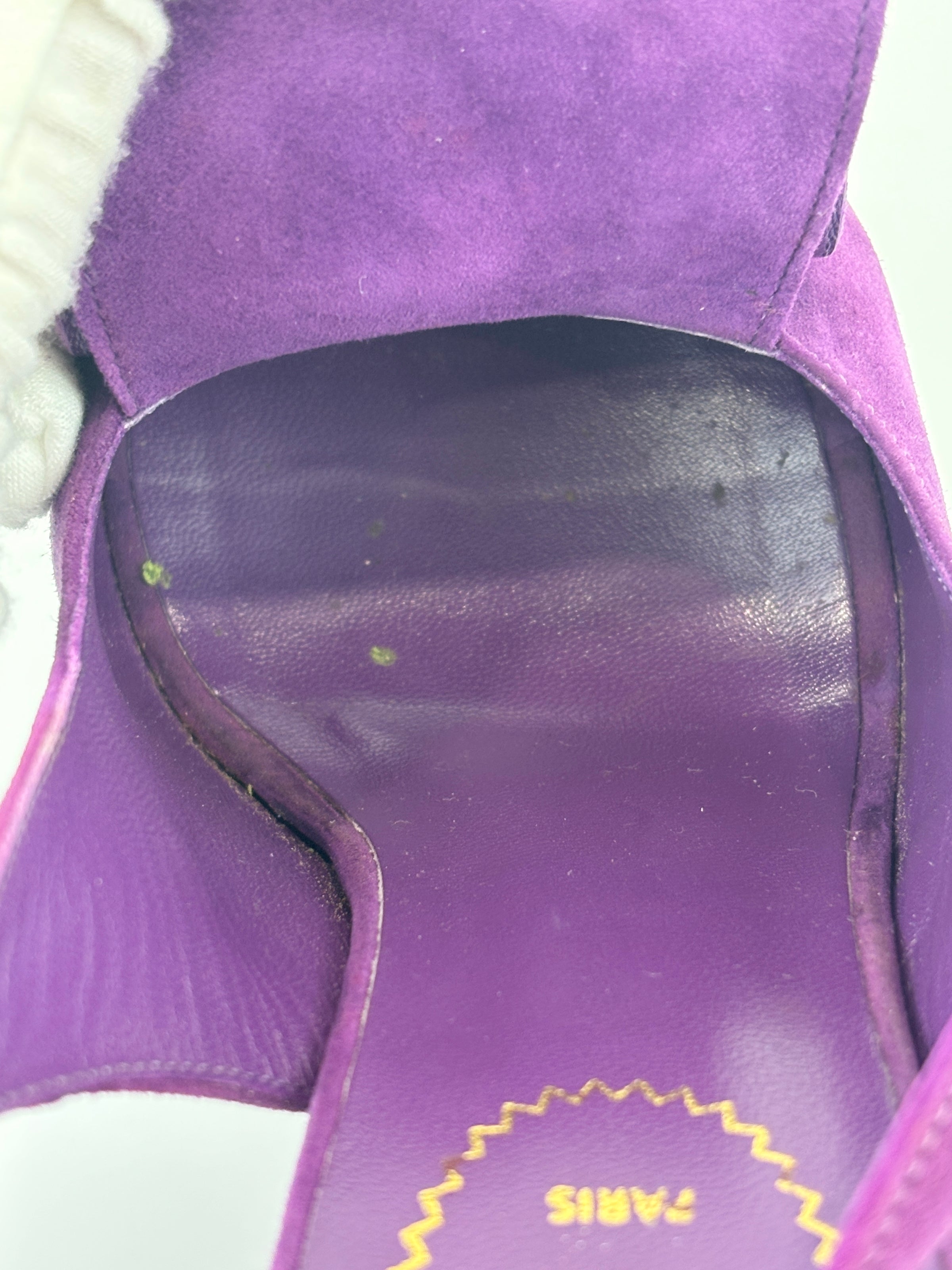 Suede Slingback Platform Sandals Purple Size 37.5