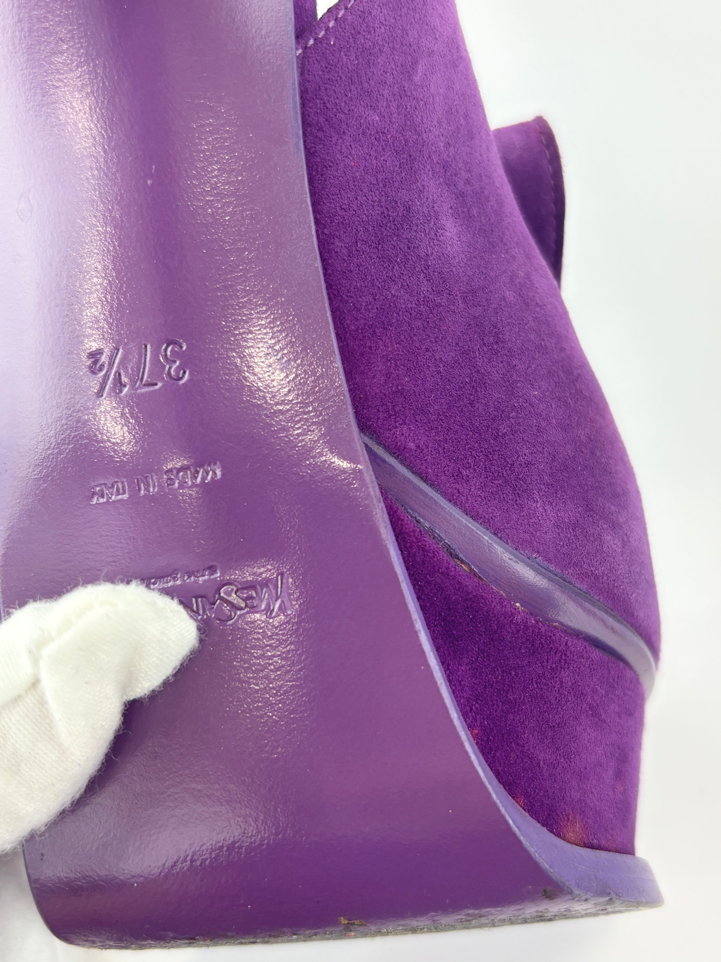 Suede Slingback Platform Sandals Purple Size 37.5