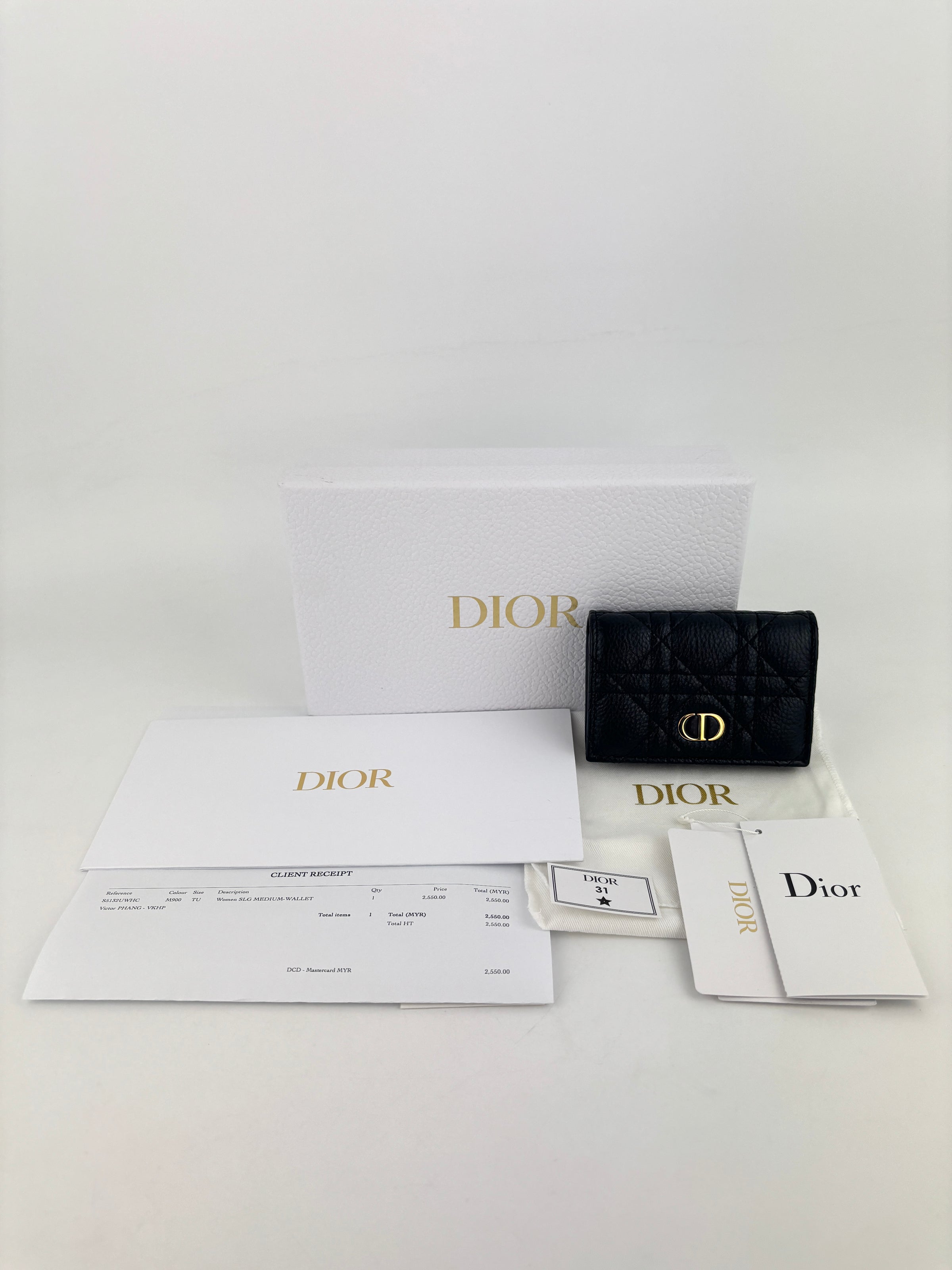Caro Glycine Wallet Supple Cannage Calfskin in Black - Glampot