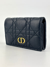 Caro Glycine Wallet Supple Cannage Calfskin in Black - Glampot