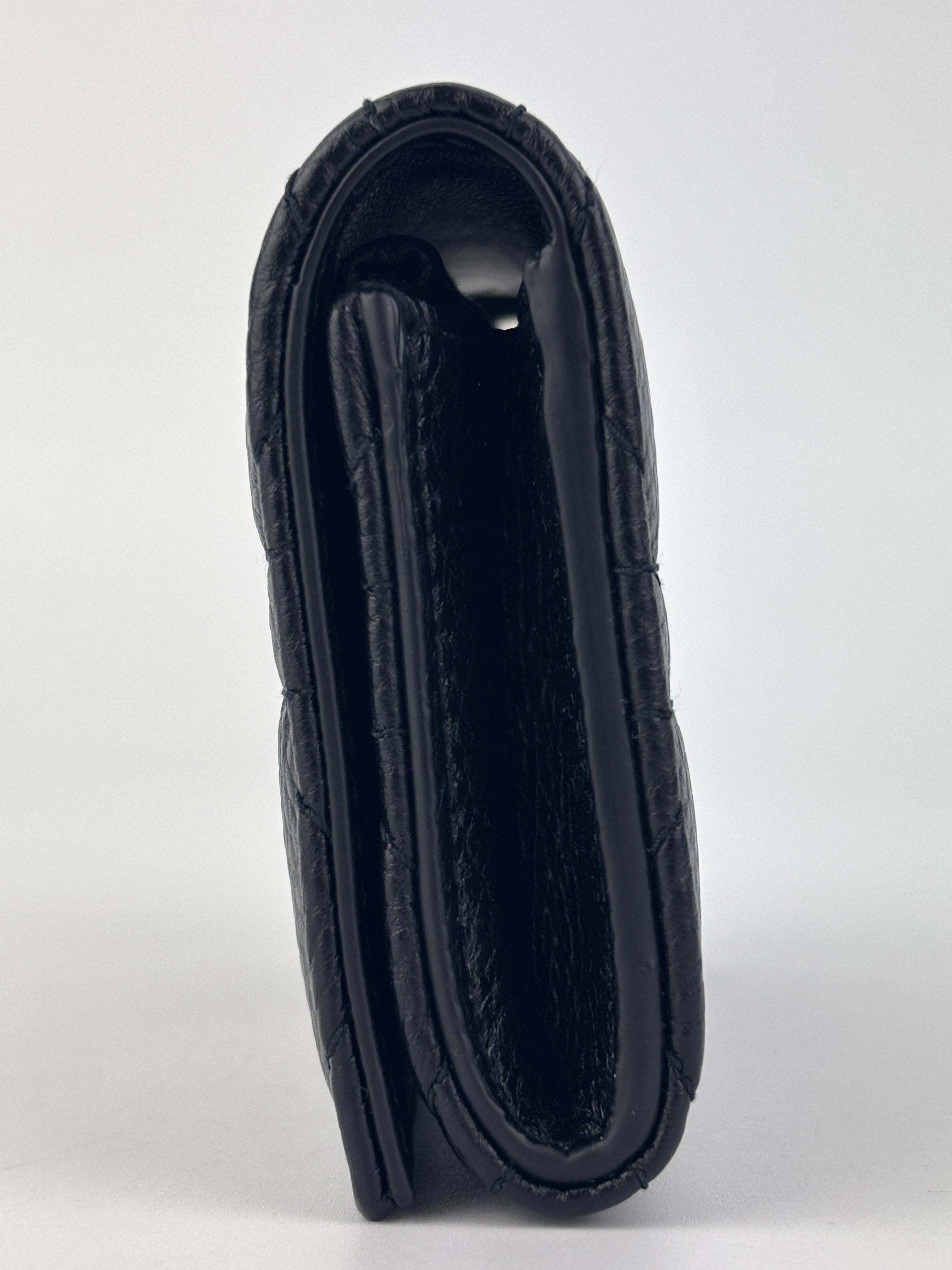 Caro Glycine Wallet Supple Cannage Calfskin in Black - Glampot