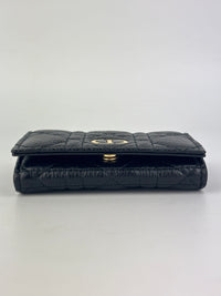 Caro Glycine Wallet Supple Cannage Calfskin in Black - Glampot