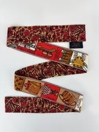 M70856 Red Brown Silk Jeu De Louis BB Bandeau Scarf