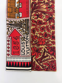 M70856 Red Brown Silk Jeu De Louis BB Bandeau Scarf