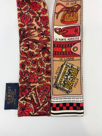 M70856 Red Brown Silk Jeu De Louis BB Bandeau Scarf