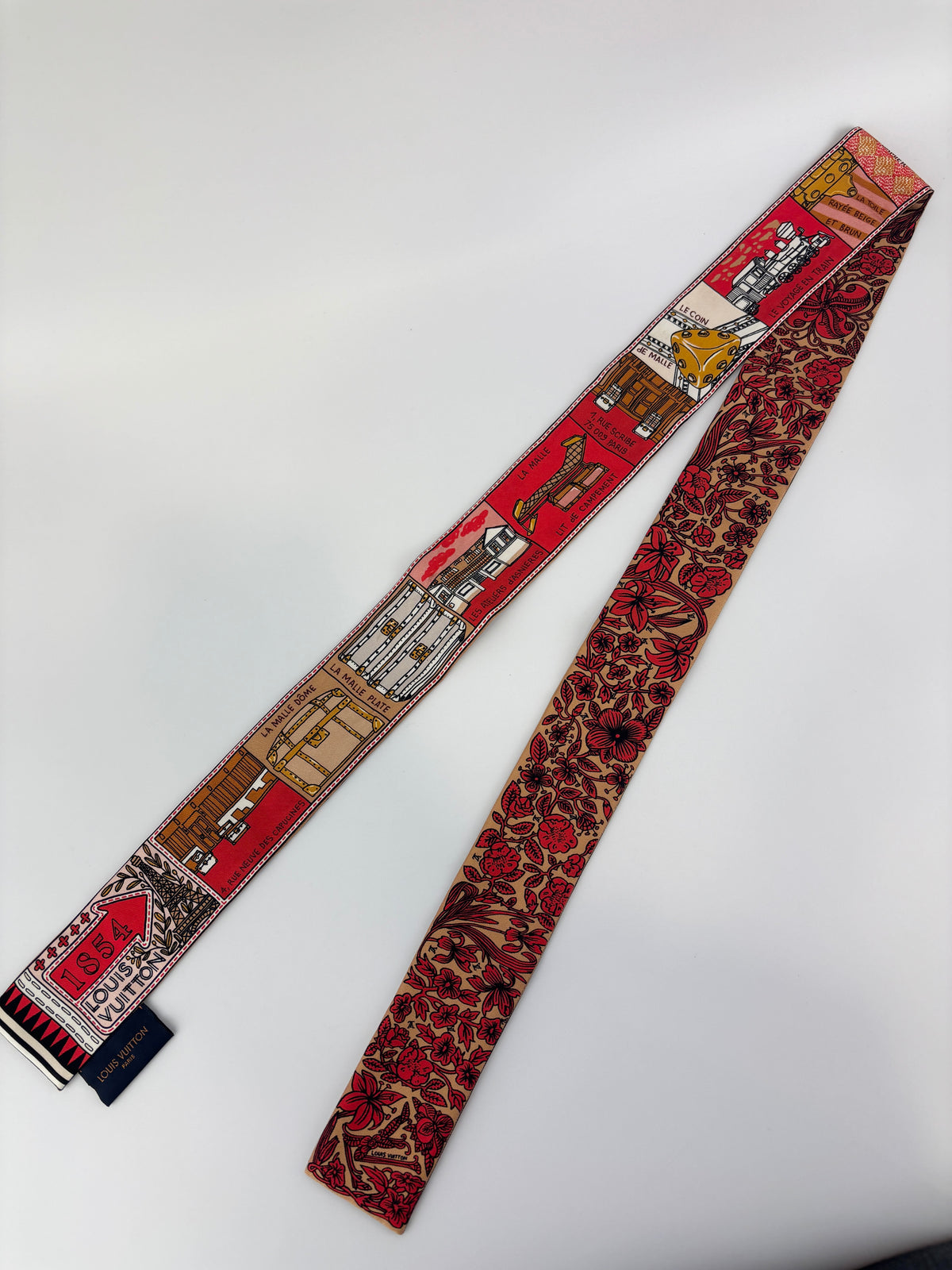 M70856 Red Brown Silk Jeu De Louis BB Bandeau Scarf