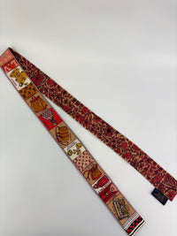 M70856 Red Brown Silk Jeu De Louis BB Bandeau Scarf