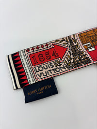 M70856 Red Brown Silk Jeu De Louis BB Bandeau Scarf