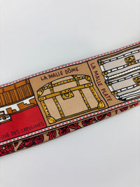 M70856 Red Brown Silk Jeu De Louis BB Bandeau Scarf