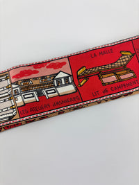 M70856 Red Brown Silk Jeu De Louis BB Bandeau Scarf
