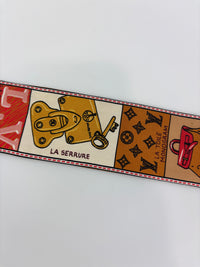 M70856 Red Brown Silk Jeu De Louis BB Bandeau Scarf
