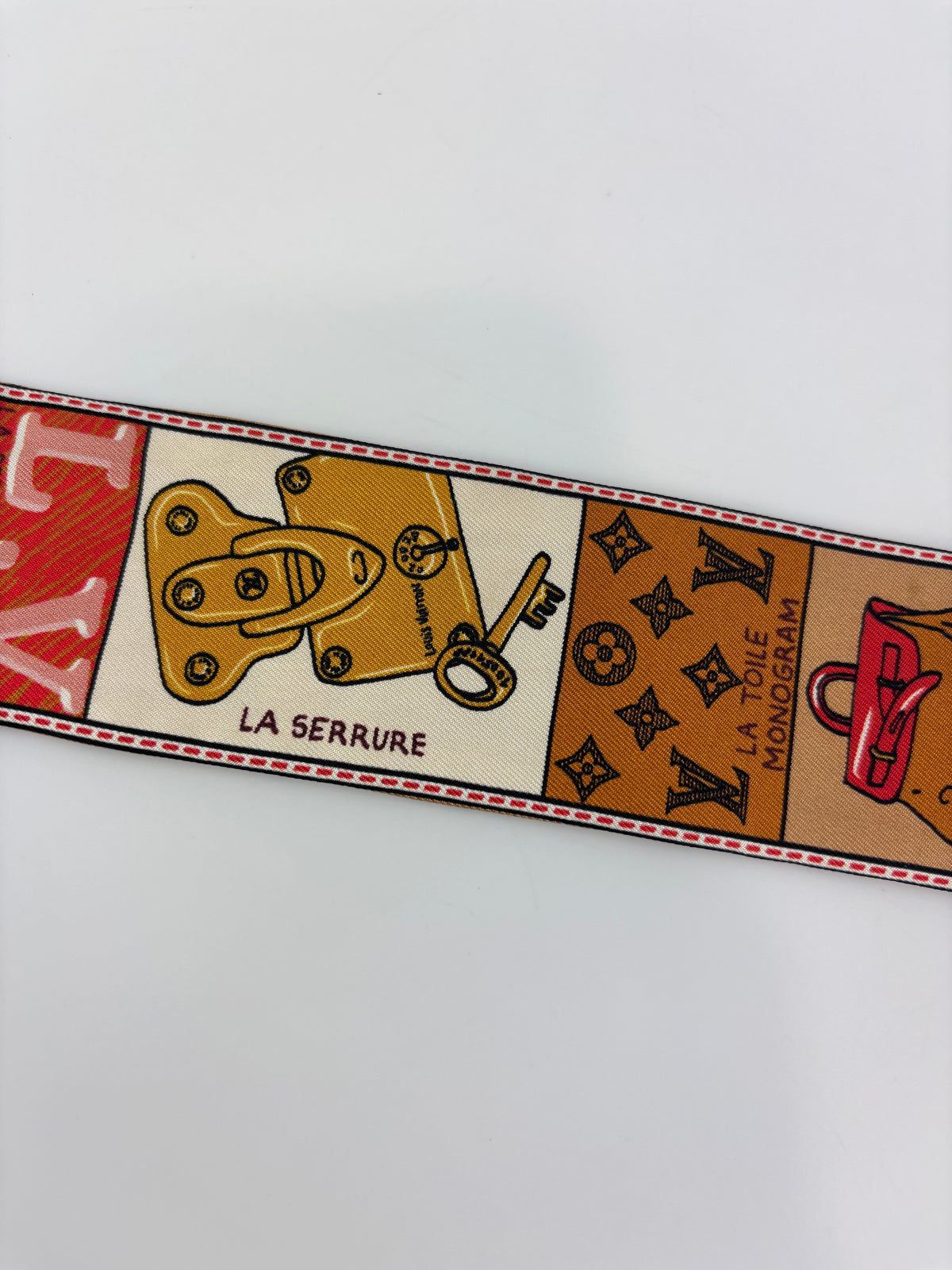 M70856 Red Brown Silk Jeu De Louis BB Bandeau Scarf