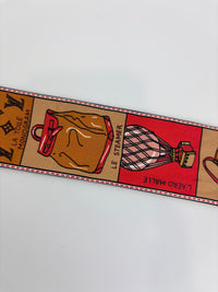 M70856 Red Brown Silk Jeu De Louis BB Bandeau Scarf
