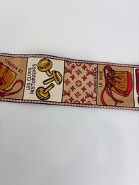 M70856 Red Brown Silk Jeu De Louis BB Bandeau Scarf