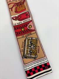 M70856 Red Brown Silk Jeu De Louis BB Bandeau Scarf