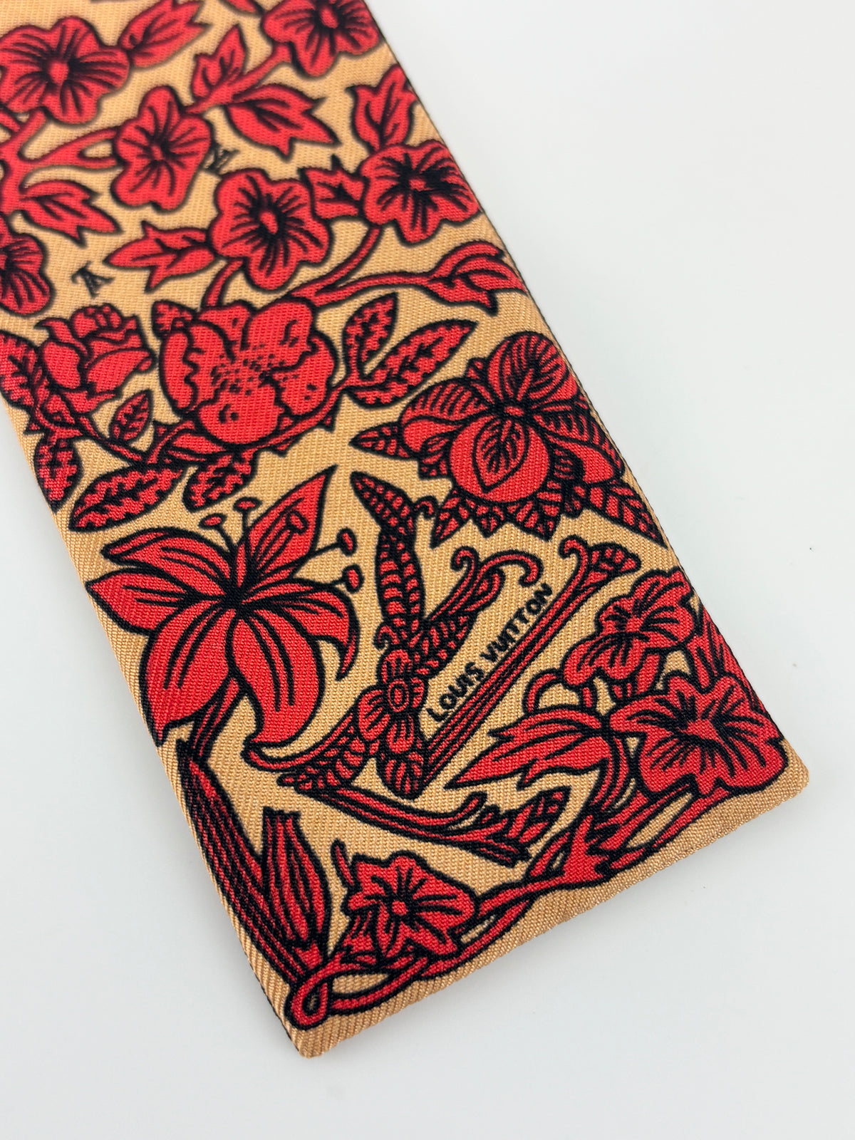 M70856 Red Brown Silk Jeu De Louis BB Bandeau Scarf