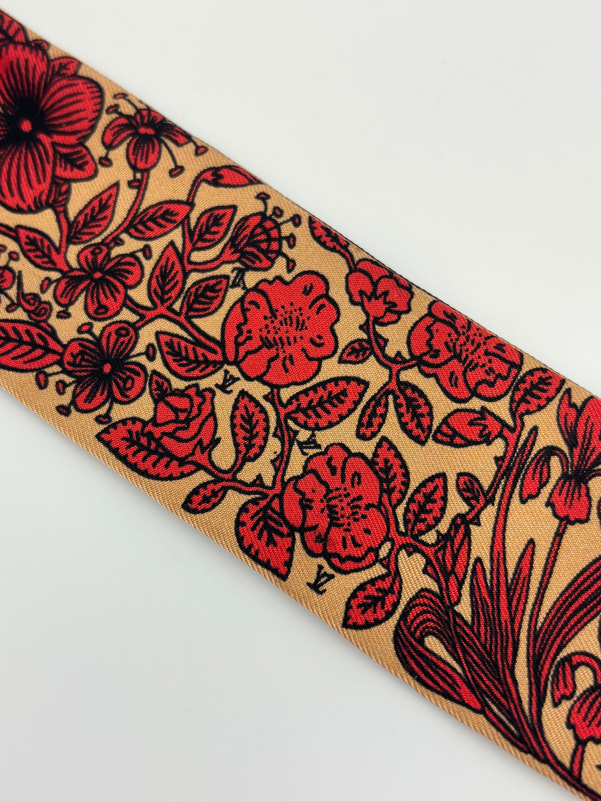 M70856 Red Brown Silk Jeu De Louis BB Bandeau Scarf