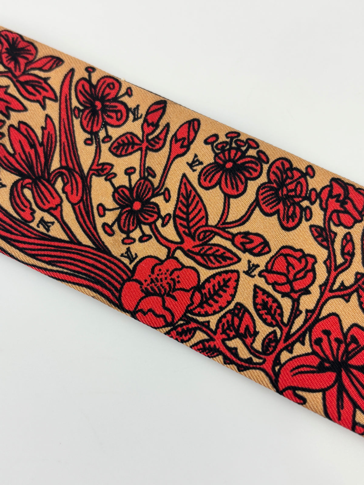 M70856 Red Brown Silk Jeu De Louis BB Bandeau Scarf