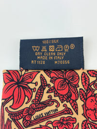 M70856 Red Brown Silk Jeu De Louis BB Bandeau Scarf