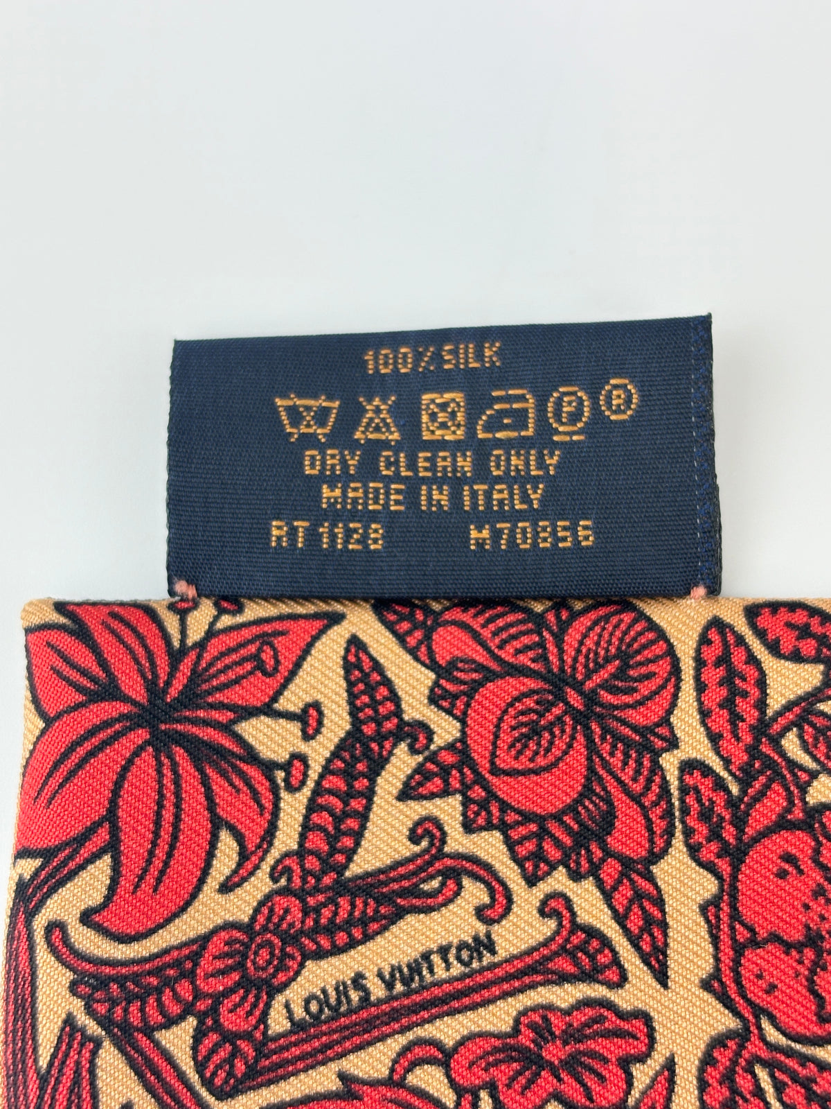 M70856 Red Brown Silk Jeu De Louis BB Bandeau Scarf