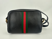 Web Ophidia Mini GG Black Leather Crossbody Bag