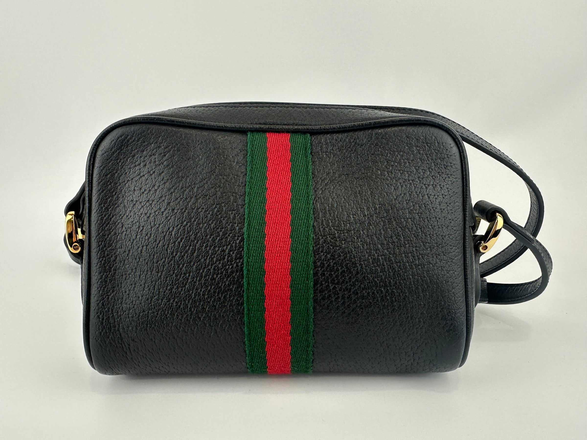 Web Ophidia Mini GG Black Leather Crossbody Bag
