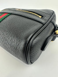 Web Ophidia Mini GG Black Leather Crossbody Bag