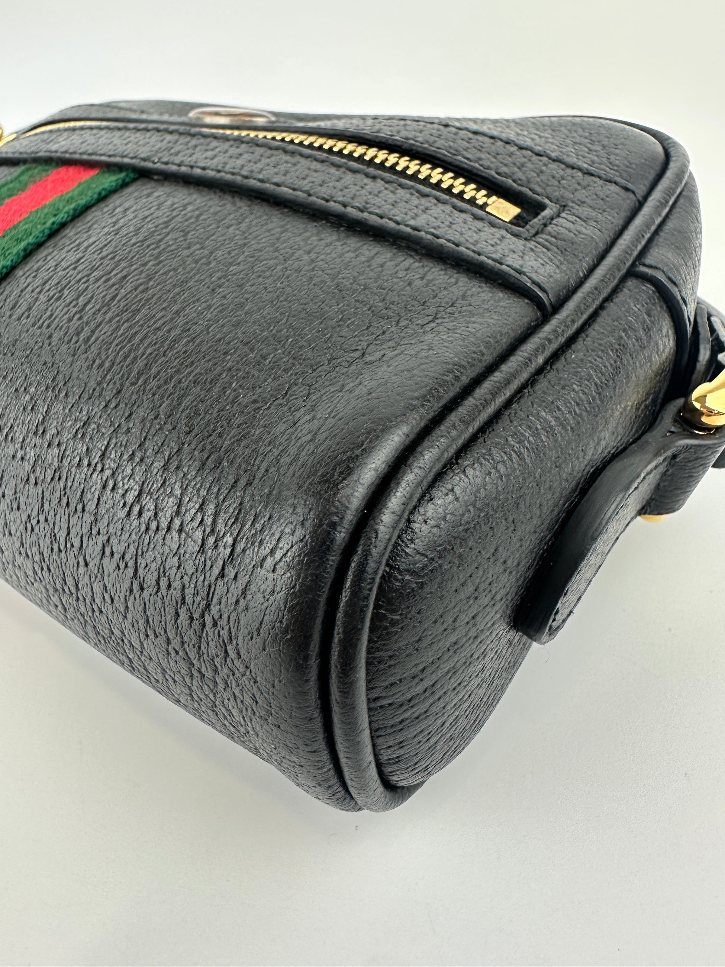 Web Ophidia Mini GG Black Leather Crossbody Bag