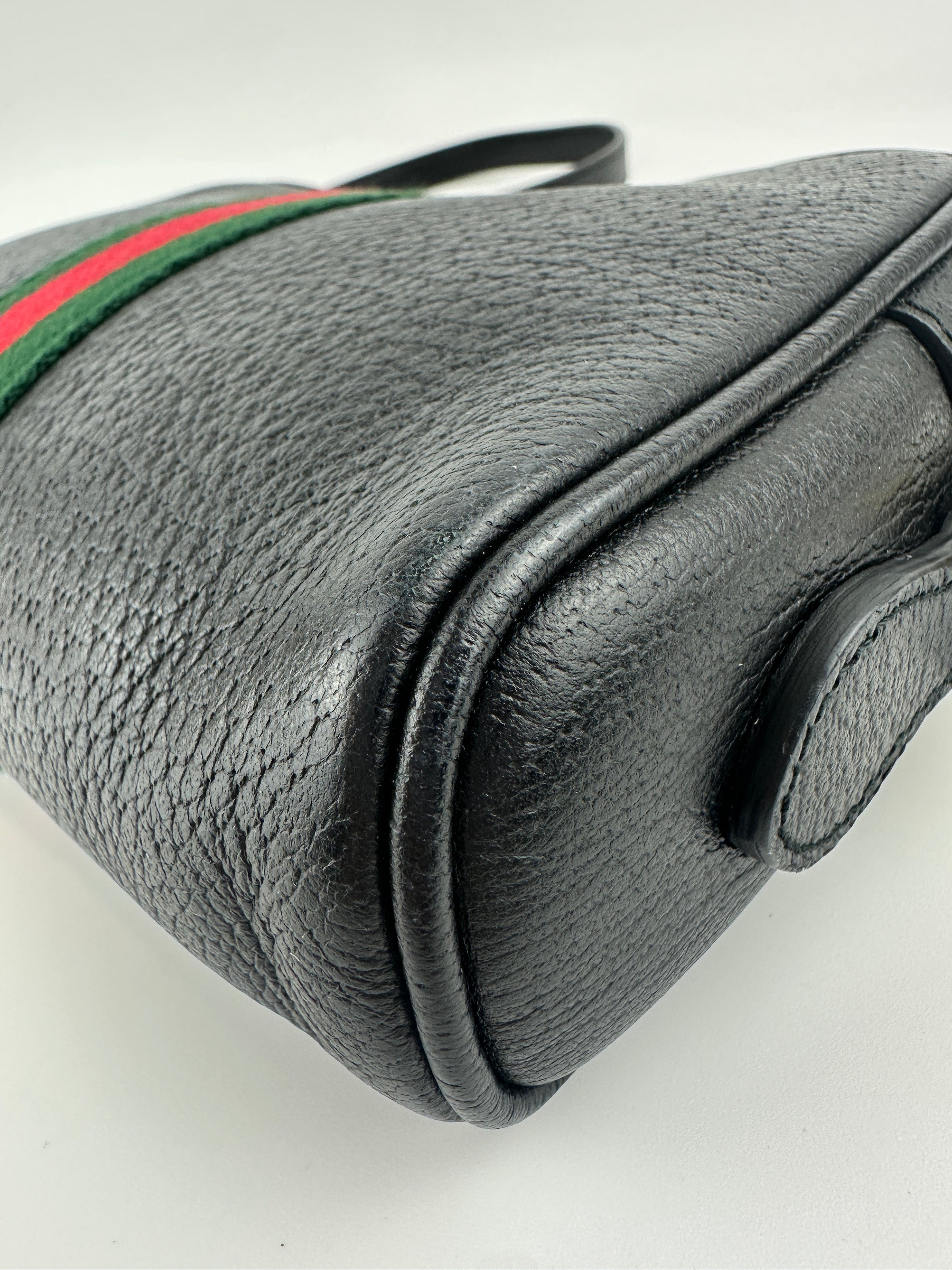 Web Ophidia Mini GG Black Leather Crossbody Bag