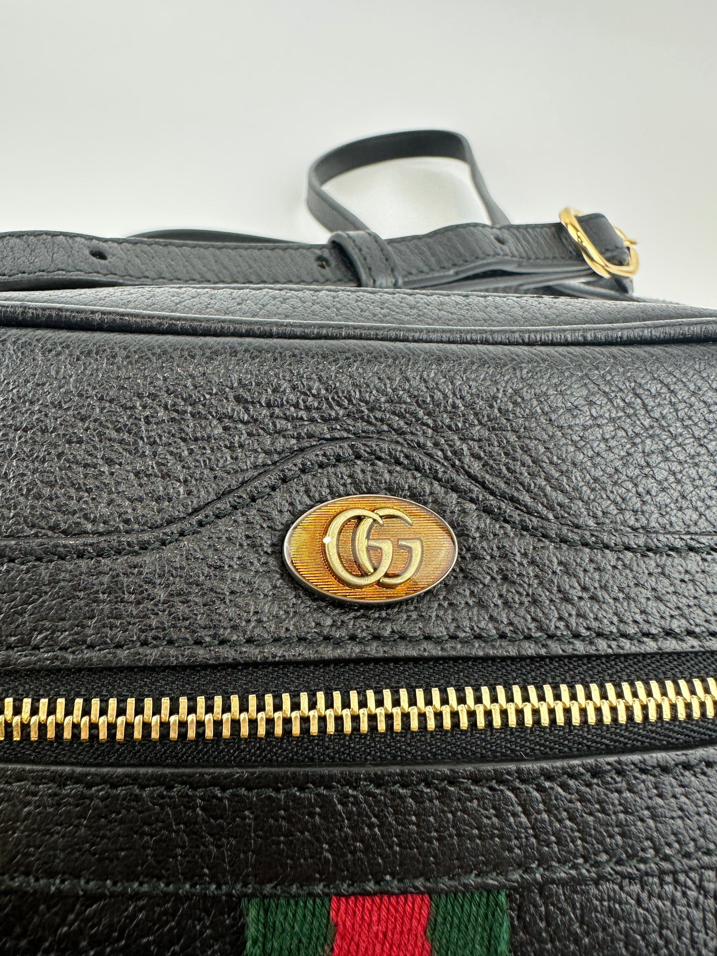 Web Ophidia Mini GG Black Leather Crossbody Bag