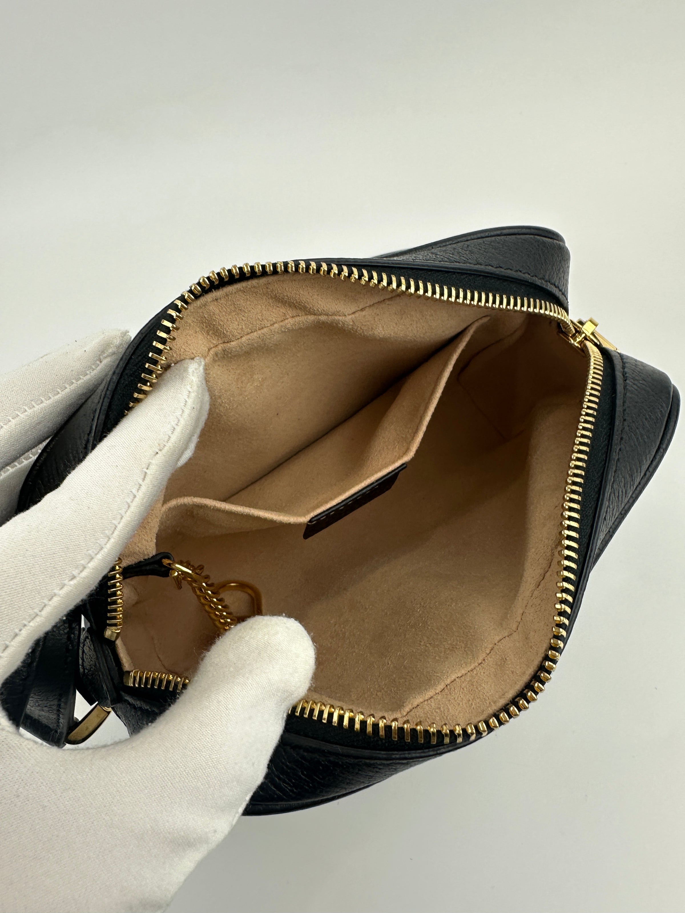 Web Ophidia Mini GG Black Leather Crossbody Bag