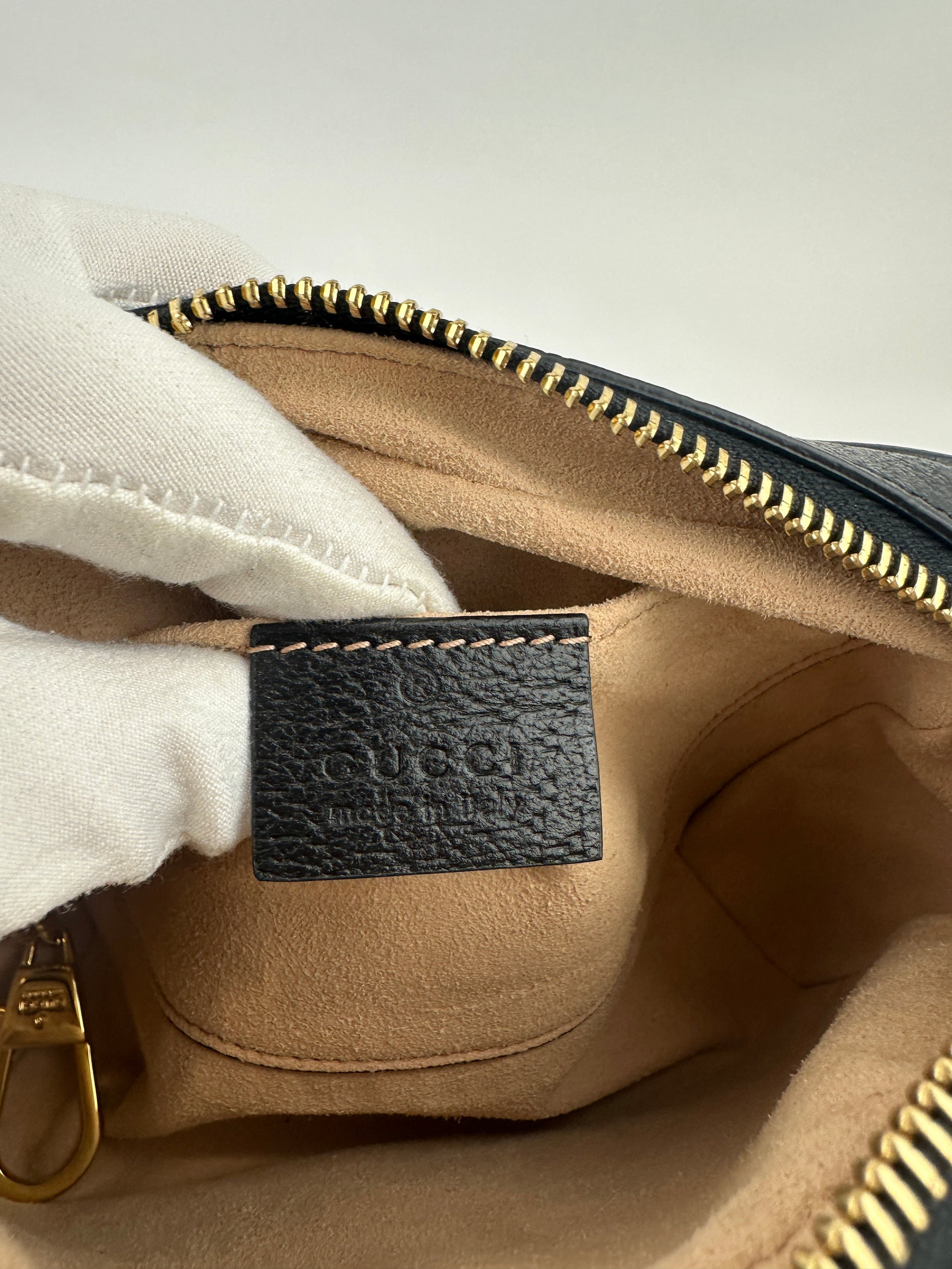 Web Ophidia Mini GG Black Leather Crossbody Bag