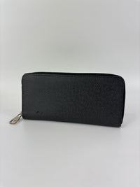 Ardoise Taiga Leather Vertical Zippy Wallet in Dark Grey