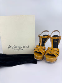 Tribute Patent Leather Platform Sandals Yellow / Beige Size 37.5