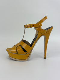 Tribute Patent Leather Platform Sandals Yellow / Beige Size 37.5