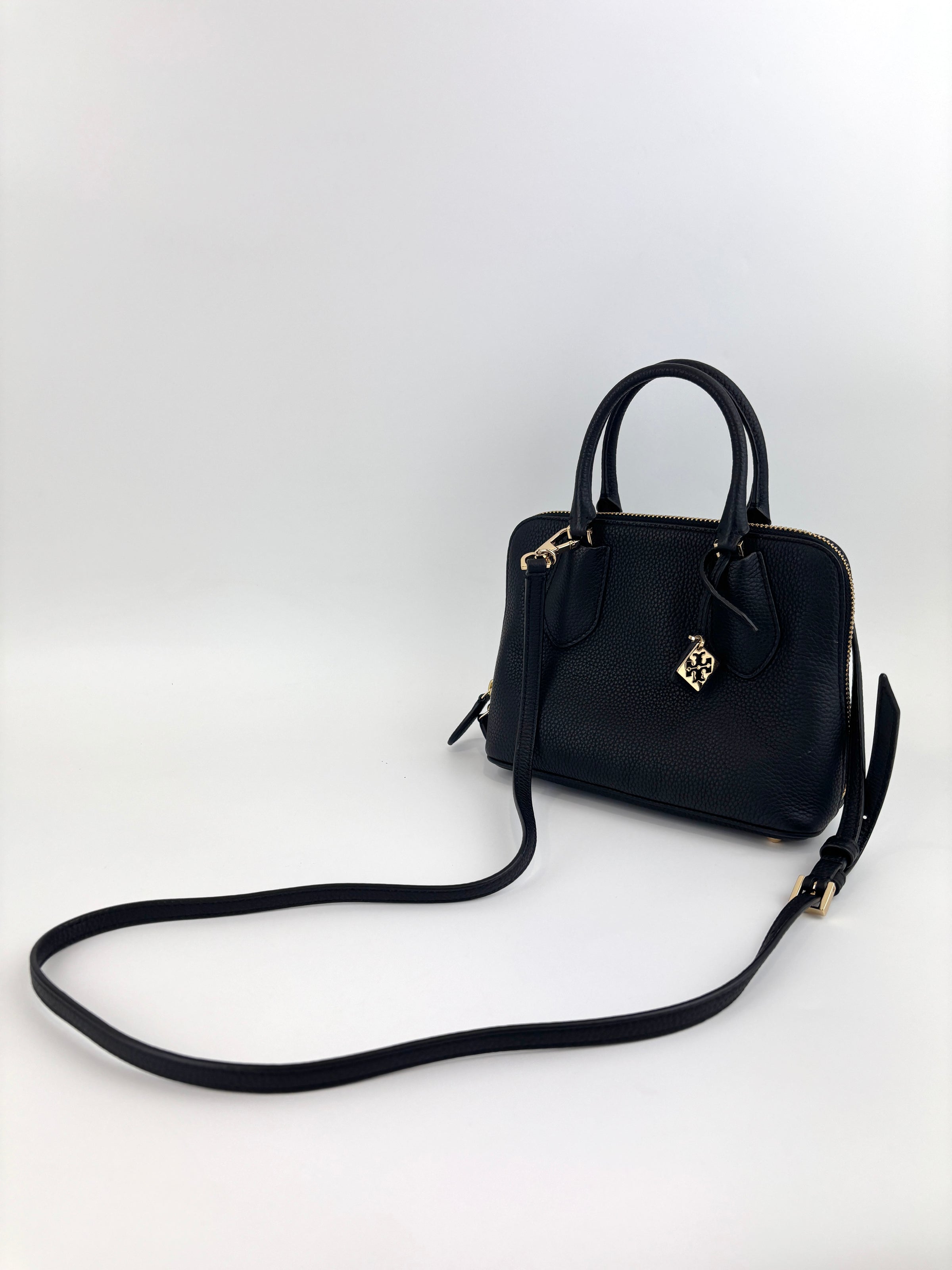 Mini Swing Leather Satchel Bag Black