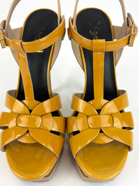Tribute Patent Leather Platform Sandals Yellow / Beige Size 37.5