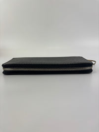 Ardoise Taiga Leather Vertical Zippy Wallet in Dark Grey
