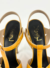 Tribute Patent Leather Platform Sandals Yellow / Beige Size 37.5