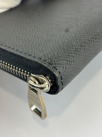 Ardoise Taiga Leather Vertical Zippy Wallet in Dark Grey