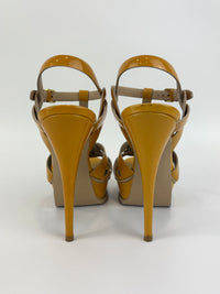 Tribute Patent Leather Platform Sandals Yellow / Beige Size 37.5