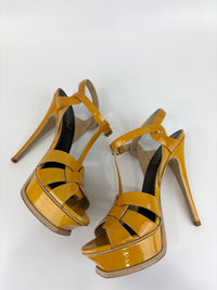 Tribute Patent Leather Platform Sandals Yellow / Beige Size 37.5