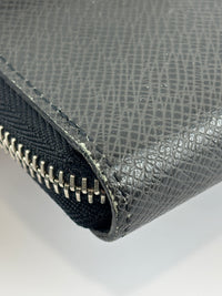 Ardoise Taiga Leather Vertical Zippy Wallet in Dark Grey