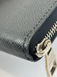 Ardoise Taiga Leather Vertical Zippy Wallet in Dark Grey