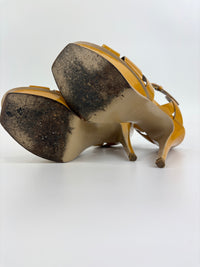 Tribute Patent Leather Platform Sandals Yellow / Beige Size 37.5